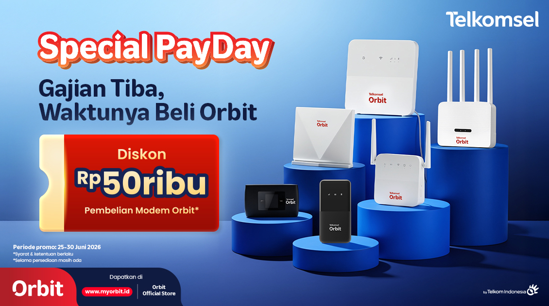 ORBIT Payday! Diskon Rp50.000 untuk Modem Telkomsel Orbit 