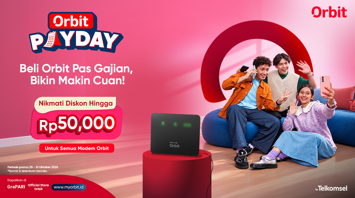 Dompet Happy, Modem Orbit Diskon Rp50 Ribu!
